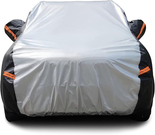 Miniatura 9 de XicBoom - Funda impermeable para auto al aire libre, para todo tipo de climas, 6 capas de cubierta completa, protección contra lluvia, sol y rayos