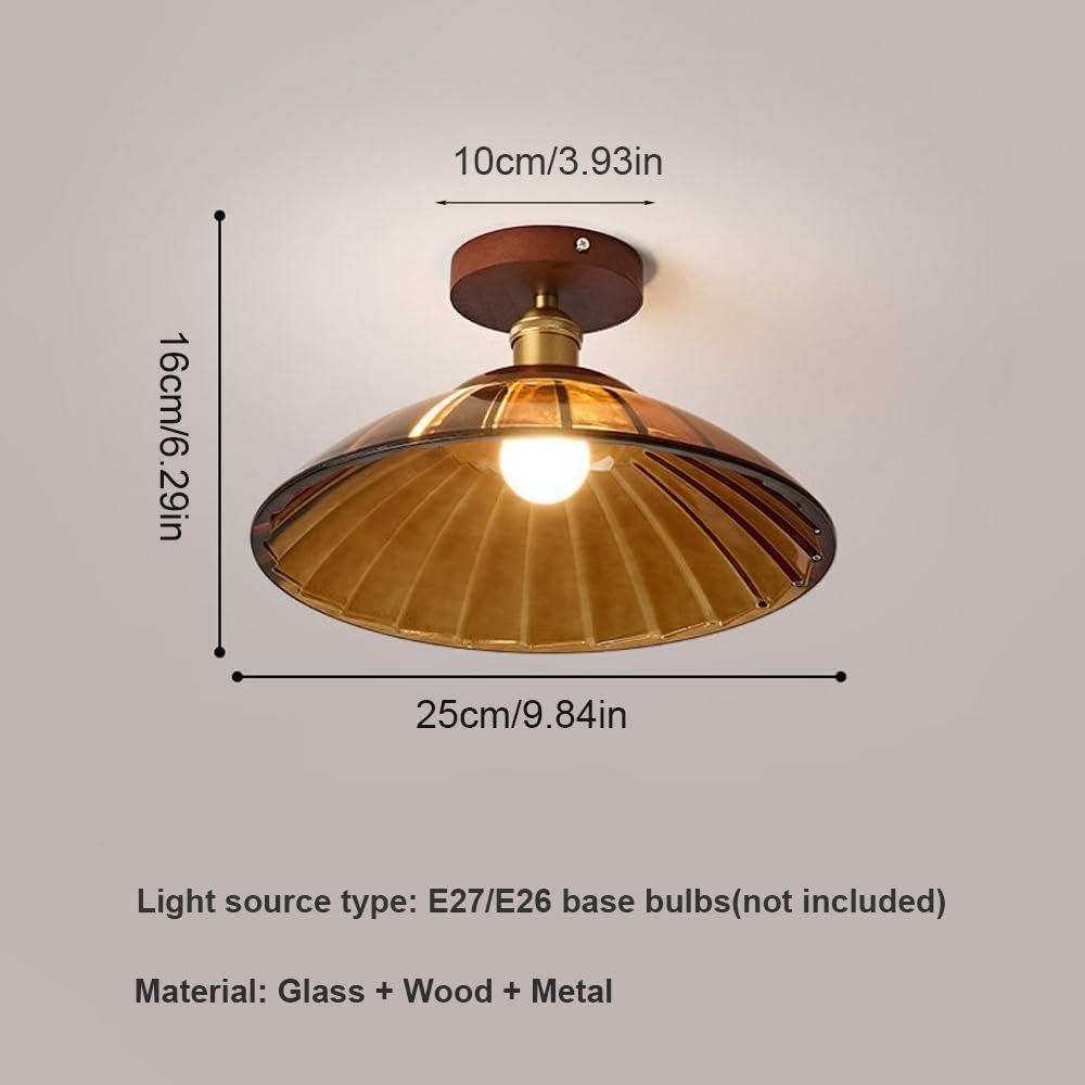 Lámpara de Techo Ámbar, Plafón Cristal Estriado Vestíbulo