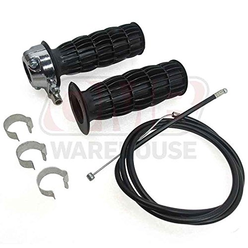 OMB Warehouse 7/8" Mini Bike Throttle Assembly w/Grips, 53" Cable, 3 Conduit Clips