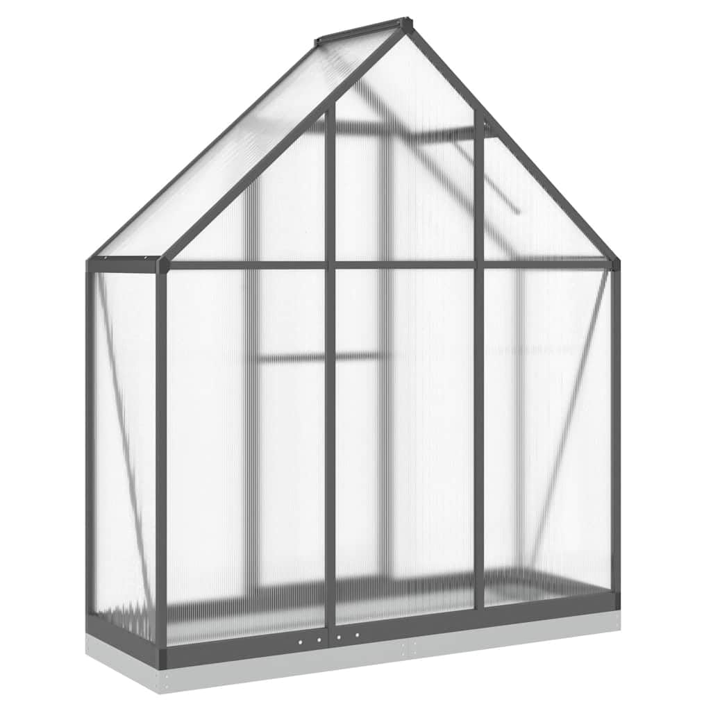 Gewächshaus mit Fundamentrahmen Anthrazit 169x58x202 cm Aluminium Polycarbonat für Hobby-Gartenbau, Tomatenhaus, Frühbeet, Balkon, Terrasse, Pflanzenpflege und Überwinterung