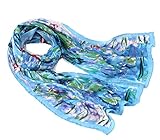 seidentuch blau gold Das bezaubernde Kunstwerk als reizvolles Accessoire aus reiner Seide (12 Momme Dicke stabile Seide), extravagant und traumhaft schön!