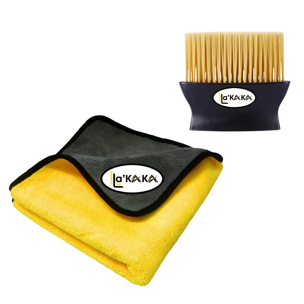La’Kaka Car Cleaning Brush and Microfiber Cloth Combo – Soft Bristle Detailing Brush with Dual Color Microfiber Towel for Car, Bike, Scooter, Furniture & Electronics Cleaning Kit-image-39