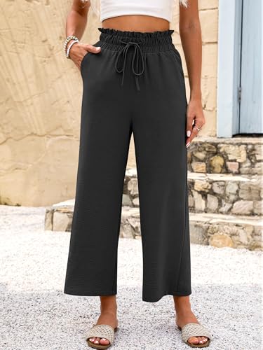 ANRABESS Women 2025 Summer Casual Flowy Loose High Waist Boho Wide Leg Cropped Palazzo Lounge Beach Vacation Pants Trousers2