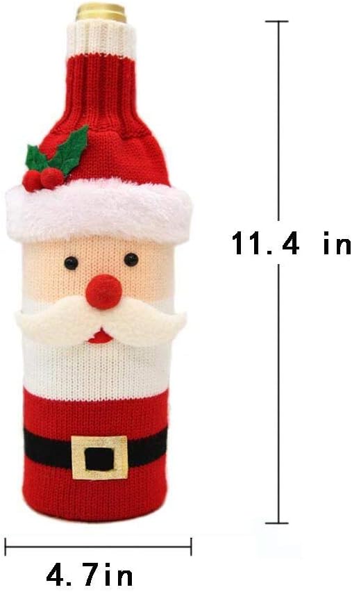 NEILDEN Cute Christmas Sweater Wine Bottle Cover, Handmade Wine Bottle Sweater for Christmas Decorations Cute Christmas Sweater Party Decorations 2pcs