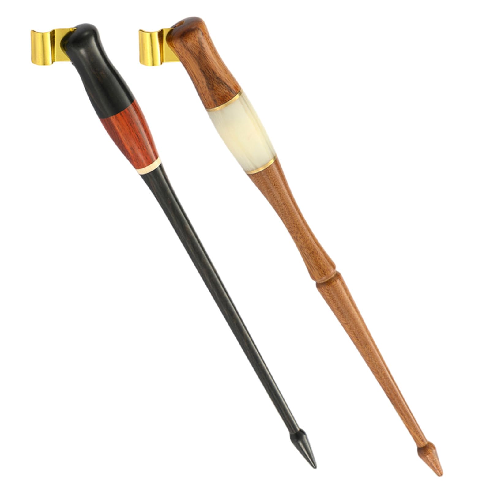 Soporte Ergonómico para Pluma de Caligrafía Inglesa y Dibujo Manga, Portalápices Oblicuos de Madera Brida Ajustable, Set de 2 para Sesiones Largas
