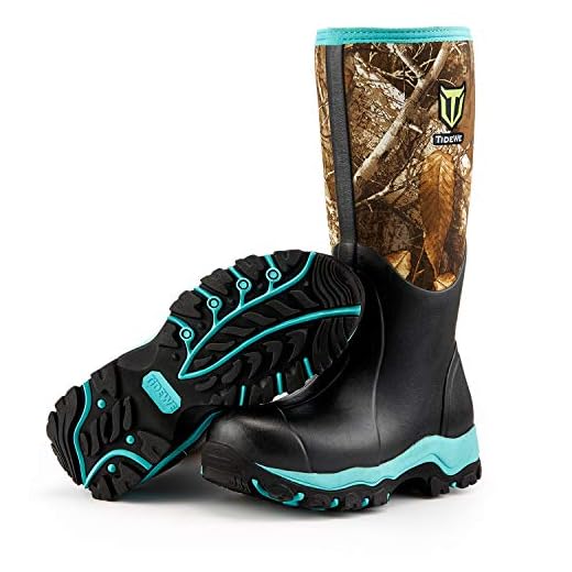 TIDEWE Hunting Boot for Women, Insulated Waterproof Durable Women's Hunting Boot, 6mm Neoprene and Rubber Outdoor Boot Realtree Edge Camo(Green Size 7)