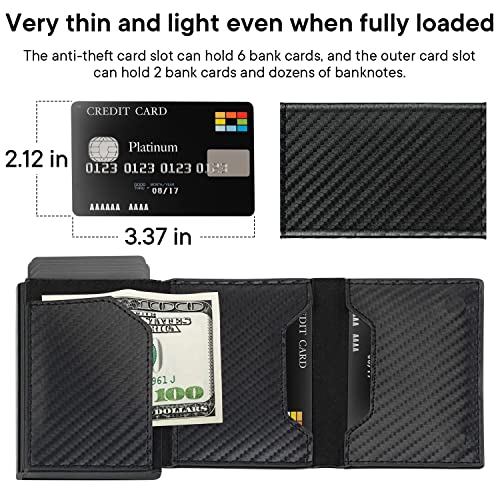 Pehvdkuq Mens Wallet with RFID Blocking Technology, Slim Smart Wallet for Minimalist Carbon Fiber Leather (Airtag Not Included)4