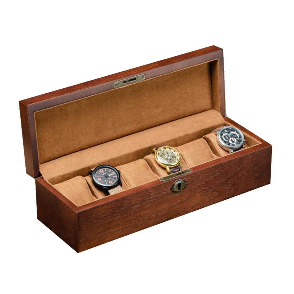 ANVLOJRIH KYUSAR Watch Box Watch Organizer 6 Slots Watch Box Wooden Watch Storage Box With Lock Watch Box Watch Display Storage Box Watch Case Watch Holder (Blue : Onecolor, Size : 6 Slots)