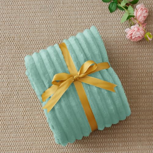 Image of BEDELITE Ribbed Twin Blanket for Couch & Bed, Seafoam, 60 inchx80 inch | Ultra-Soft Plush Fleece, Cozy, Warm Yet Lightweight, Ribbed Texture, Home Decor, Machine Washable, Giftable, All-Season Use
