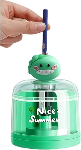 Kawaii - Sacapuntas eléctrico Kawaii Adorable para alumnos, estudiantes, escuela primaria, aula manual (verde)
