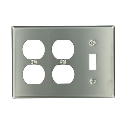 84047-40 3-Gang 1-Toggle 2-Duplex Device Combination Wallplate, Device Mount, Stainless Steel