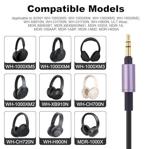 WH-1000XM4 Audio Cable Coiled Cord Replacement Compatible with Sony WH-1000XM6 WH-1000XM5 WH-1000XM3 WH-H900N WH-XB910N WH-CH700N Headsets, 3.5mm(1/8