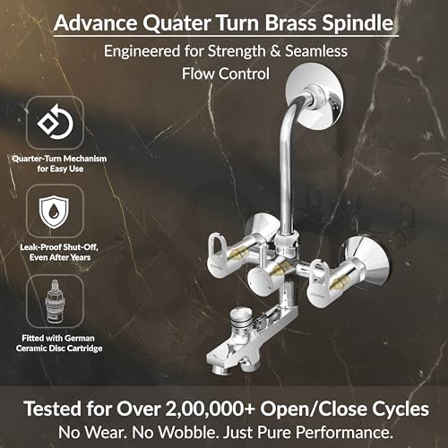 Image of Plantex Brass Wall Mixer for Bathroom 3 in 1 /L-Bend Connector for Overhead /Hand Shower /Spout Mixer Tap /Mixture Tap for Bathroom with 7-Year Manufacturer's Warranty- (Flip, Chrome)