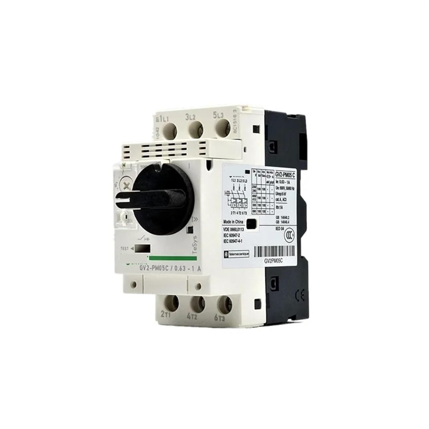 3P Thermal Magnetic Circuit Breaker GV2PM05C Motor Protection Switch Control Setting Current Range 0.63-1A 100KA 1Pcs