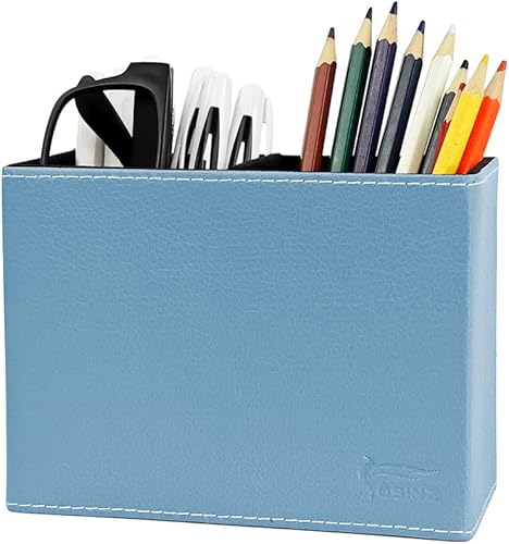 Fosinz Portalápices para lápices, contenedor de piel sintética, organizador de escritorio, decoración de cepillo, soporte de tijeras, decoración de