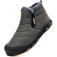 Mens Snow Boots Waterproof Winter Boots for Men Fur Lined Warm Ankle Boots Zipper Closure Slip on Outdoor Boot Comfortable Walking Shoes