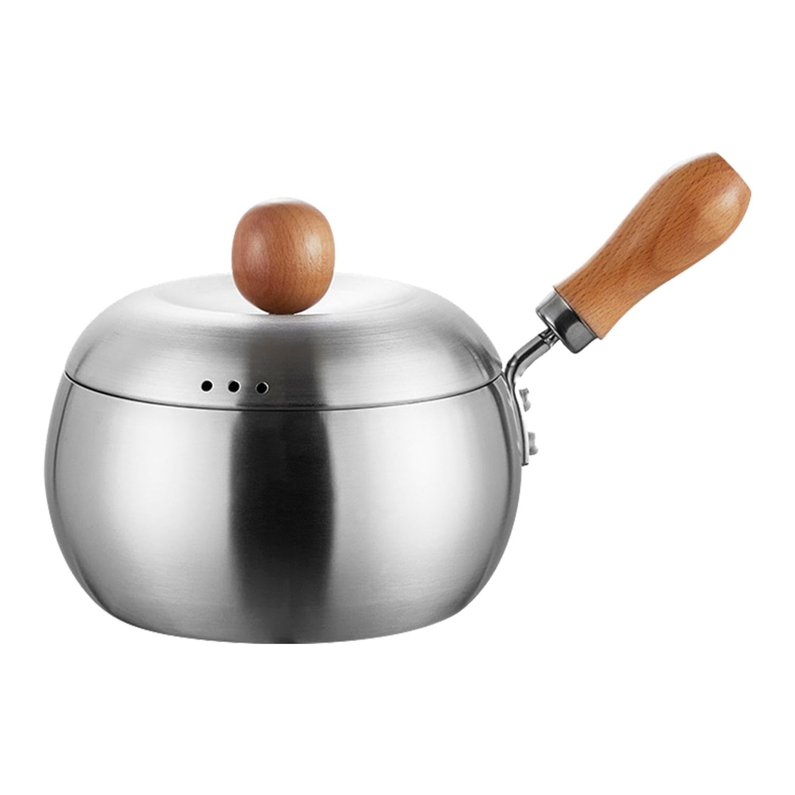 Yajuyi Saucepan Edelstahl Milchtopf mit Deckel Holgriff Kochtopf Butter Schmelztopf Tragbar Küchen Kochgeschirr für Babyernährung Studenten Kleine Familien