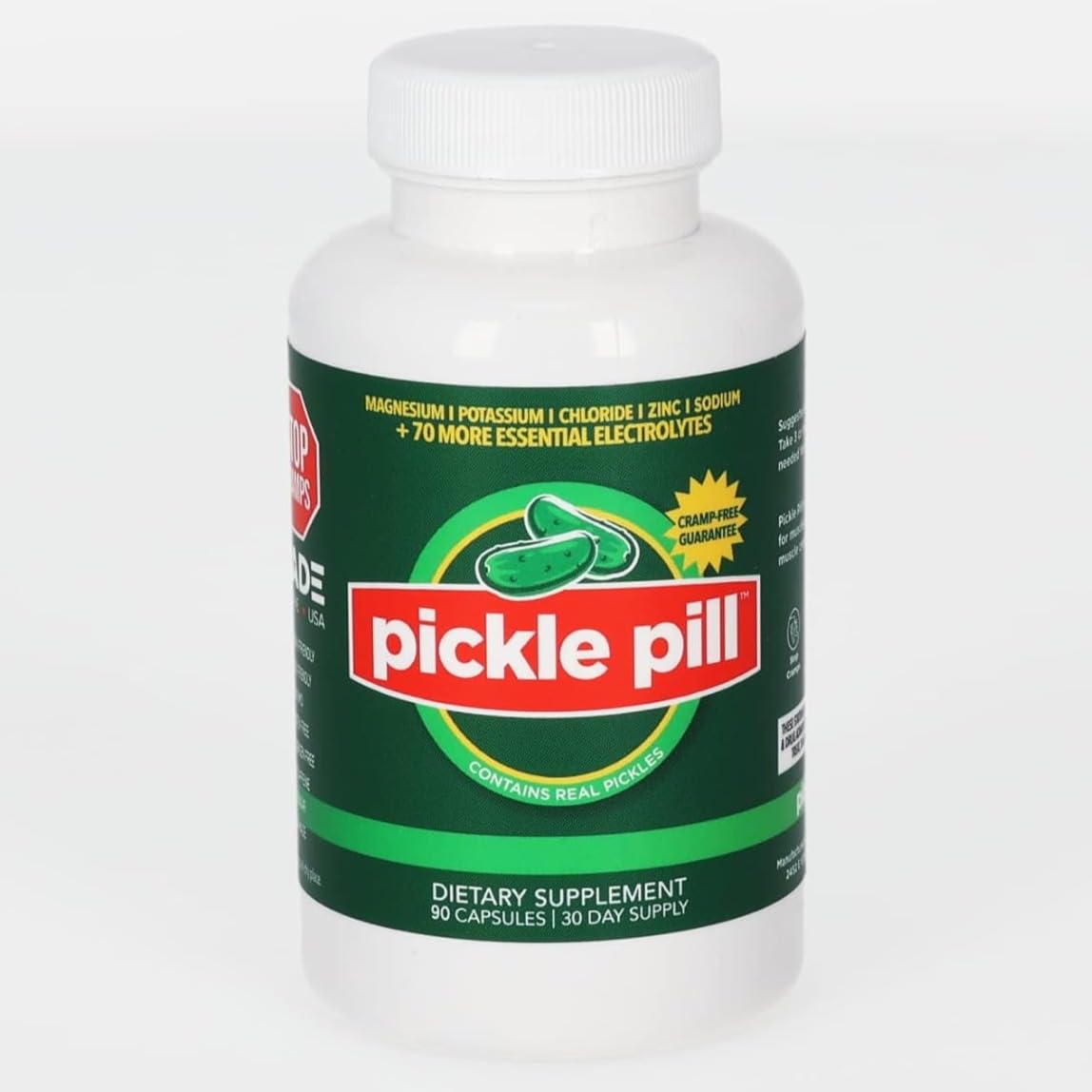 [BRSRMHA6AB6BQ33G] Pickle Pill - Cramp Defense, Rapid Muscle Recovery, Leg Cramps, No Pickle Juice Taste Capsules, Electrolyte Hydration Powder, Muscle Relaxer with Vitamins Magnesium, Potassium, Vitamin D3, 90 tablets