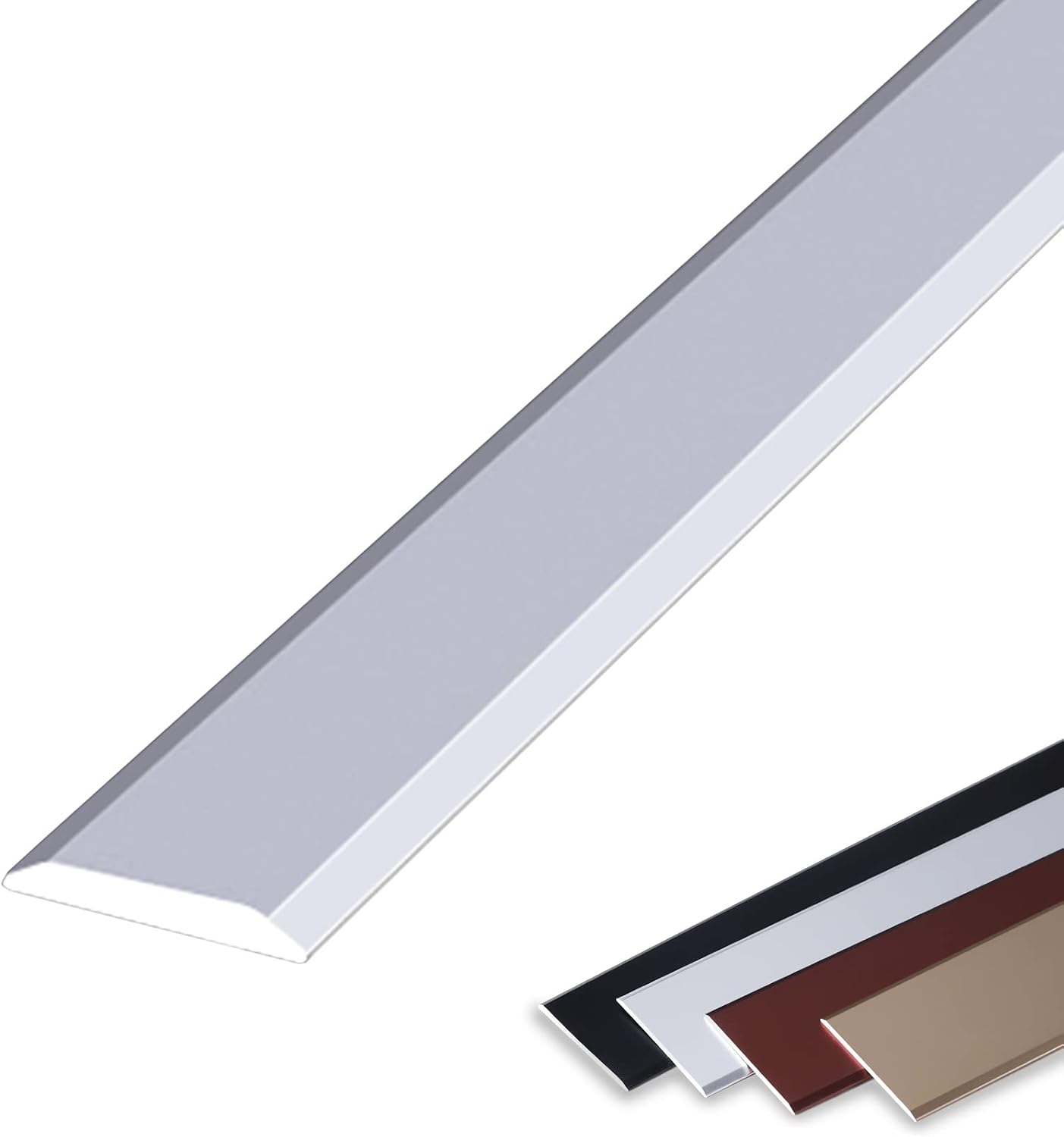 Floor Transition Strip Flat Metal Aluminum Edging Trim Strips Durable Waterproof Carpet & Floor Transition Strip Smooth Floor Cover Strip for Flooring (Silver 35.4inch)