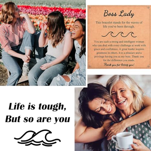 Image of Wave Bracelet Gifts for Mom Grammy Nana Boss Lady Best Friends Sister Daughter Granddauhgter Niece, Christmas Birthday Easter Valentines Day Graduation Gifts for Women Her Girls