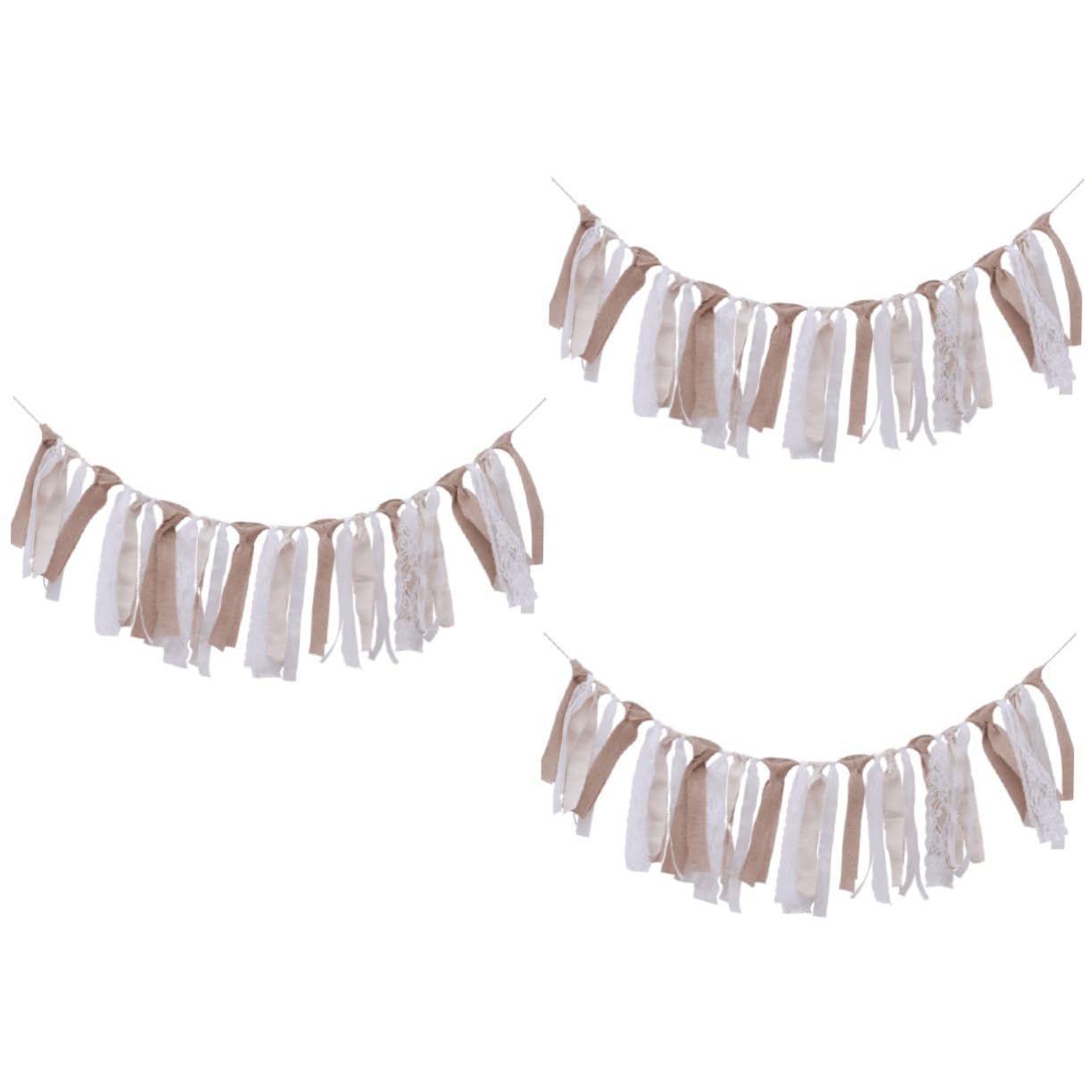 Ciieeo Lot De 3 Guirlandes De Fanions En Tissu Pour Mariage Anniversaire Décoration Rustique Et Chic