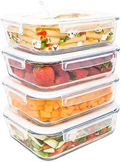 LG Luxury & Grace 4 Pack Glass Container 1500 ml. Airtight & Wave Steam Hole. Food Storage Container. Microwave, Oven, Dishwahser and Freezer Safe. BPA Free.
