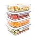 Price comparison product image LG Luxury & Grace 4 Glass Food Containers 52.79 oz (1500 ml). Airtight & Wave Steam Hole. Food Storage Container with Lid. Microwave, Oven, Dishwasher and Freezer Safe. BPA Free.