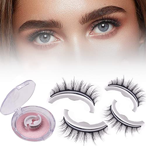 Nelacony Snap-on Lashes, Reusable Adhesive Eyelashes, Glueless Natural Look Eyelashes, 2PCS Reusable Self-Adhesive Eyelashes Glue-Free (E-L09 Natural Style)