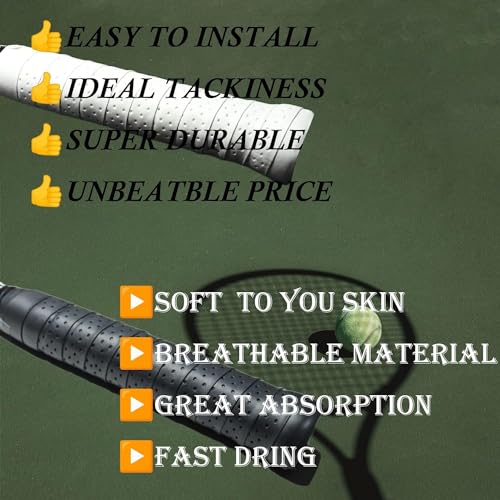 SPPHONEIX Pacote com 6 fitas adesivas para raquete de tênis (6 aderências) com alça que absorve o su