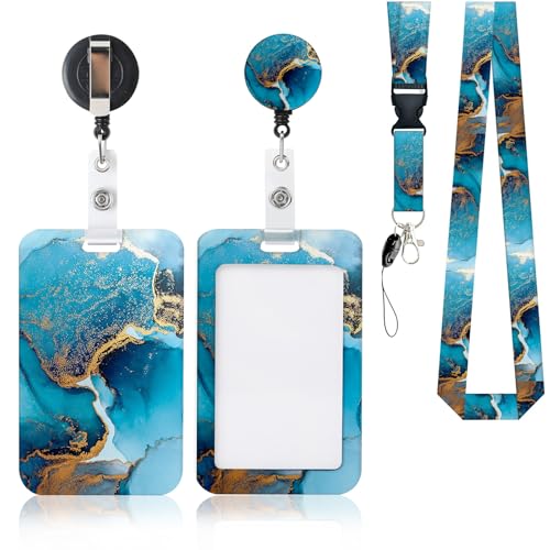 AiQInu Porta Badge da Collo, Cordino Porta Badge con Retrattile