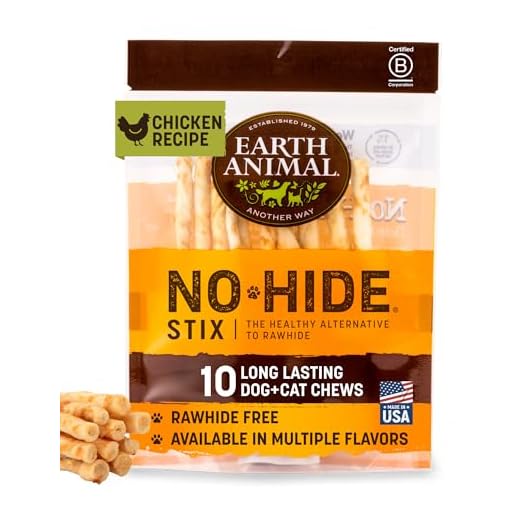 Earth Animal No Hide Stix - Long Lasting Rawhide Free Small Dog Chews Sticks, Chicken - 10 Count