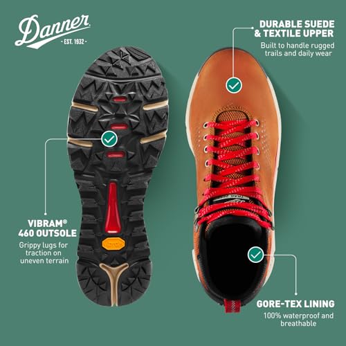 Image of Danner Trail 2650 Gore-Tex Mid 4 inch Waterproof Hiking Shoes for Men - Suede and Textile Upper with Comfort Footbed, EXO Heel System & Traction Outsole | Suede and Textile Upper with Comfort Footbed, EXO Heel System & Traction Outsole, Removable Ortholite Footbed