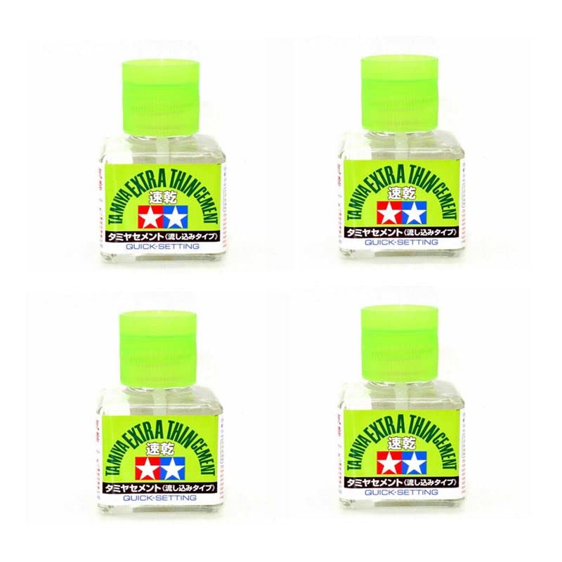 FOUR PACK - Tamiya 87182 Extra Thin Liquid Cement Adhesive Quick Set (40ml)