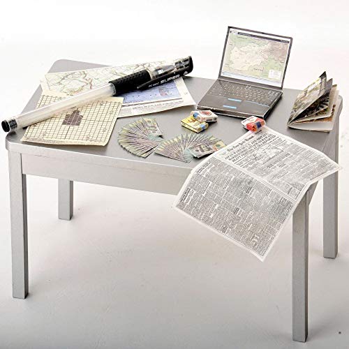 Hiawbon 1/6 Scale Mini Newspaper Laptop Magazine Cigarette Case Map Dollar Paper Target Model for 12 Inch Soldiers Action Figures Accessories Dollhouse Decoration Miniature Furniture, Set of 10 - Thumbnail 3