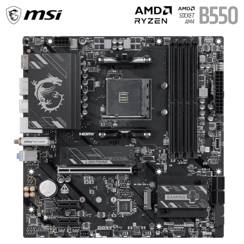 Image of MSI B550M Gaming Plus WIFI6E Motherboard, mATX-Supports AMD Ryzen 5000 Series,5000 G-Series 4000 G-Series,and 3000 Series Processors, AM4-DDR4 Memory Boost 4400+MHz /OC, PCIe 4.0 x16, M.2 Gen4, 1G LAN