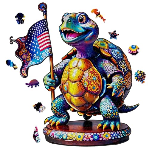 Bovearto Rompecabezas de Madera para Adultos 455 Piezas, Forma Única de Animales Oceánicos, Rompecabezas Patriótico Americano Día 4 de Julio, Juego Familiar Desafiante, Decoración del Hogar (17.3"x15.6") miniatura 1