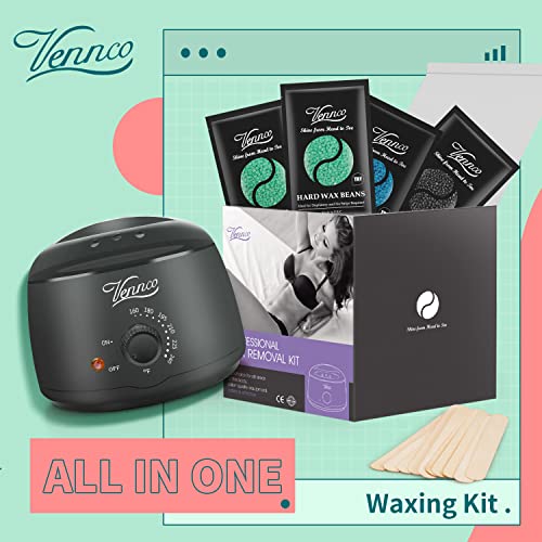 image for Vennco Waxing Kit, Wax Warmer Kit for Coarse Hair Removal, Hard Wax Ki