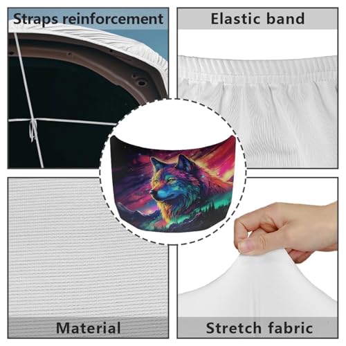 Image of Hood Stretchable Car Hood Protector,Waterproof Snowproof Universal Car Hood Cover Easy Installation Wolf Print Design