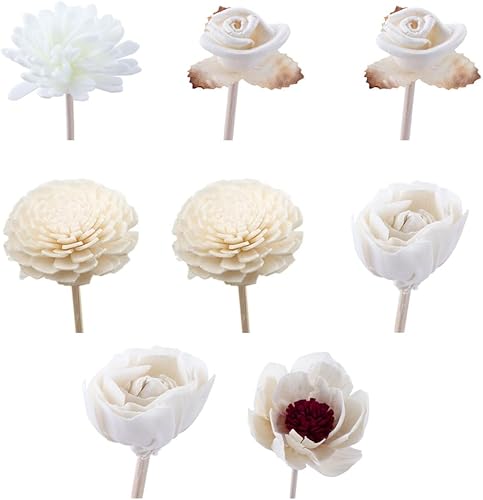 Pokinge 8 varillas de difusor de perfume de flores artificiales, difusor de fragancia de caña de ratán ondulado, varillas de repuesto para