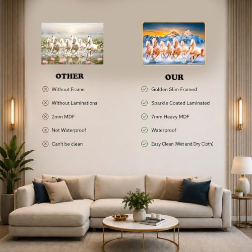 Image of 7 Running Horses Vastu Photo Frame, 8x12 Inch