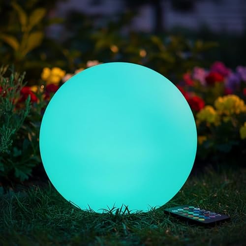 Miniatura 9 de Luz solar de globo brillante de 8 pulgadas, lámpara solar de bola de jardín de 16 colores cambiantes, luz de orbe brillante con control remoto