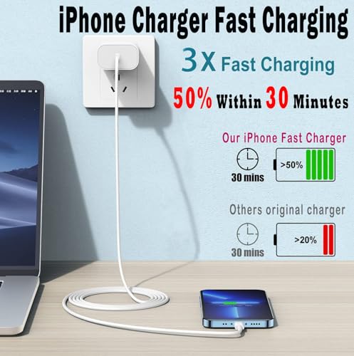Image of 10FT iPhone Fast Charger [Apple MFi Certified]2Pack Apple PD USB C Chargers
