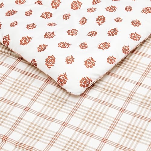 Image of Amazon Basics Lightweight Polyester Microfiber Comforter Set, 3-Pieces, Off White Floral, King