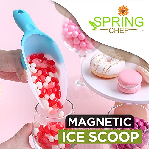 Image of Spring Chef Magnetic Ice Scoop for Freezer, BPA-Free Food Scooper, Aqua Sky
