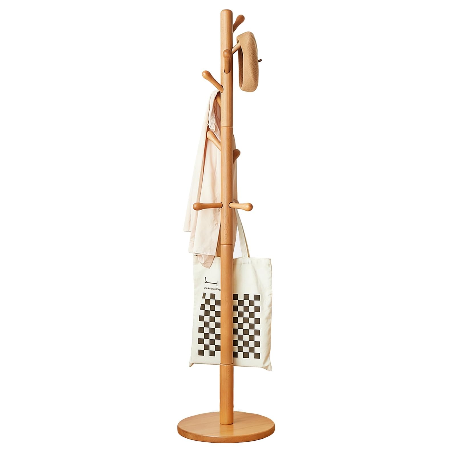 FGXHHS Freestanding Hall Tree with 10 Hoo - Multifunctal Entryway Sto nizer, Coat Rack & Fur for Hallway, Entryway, Bedroom Natural Wood Color