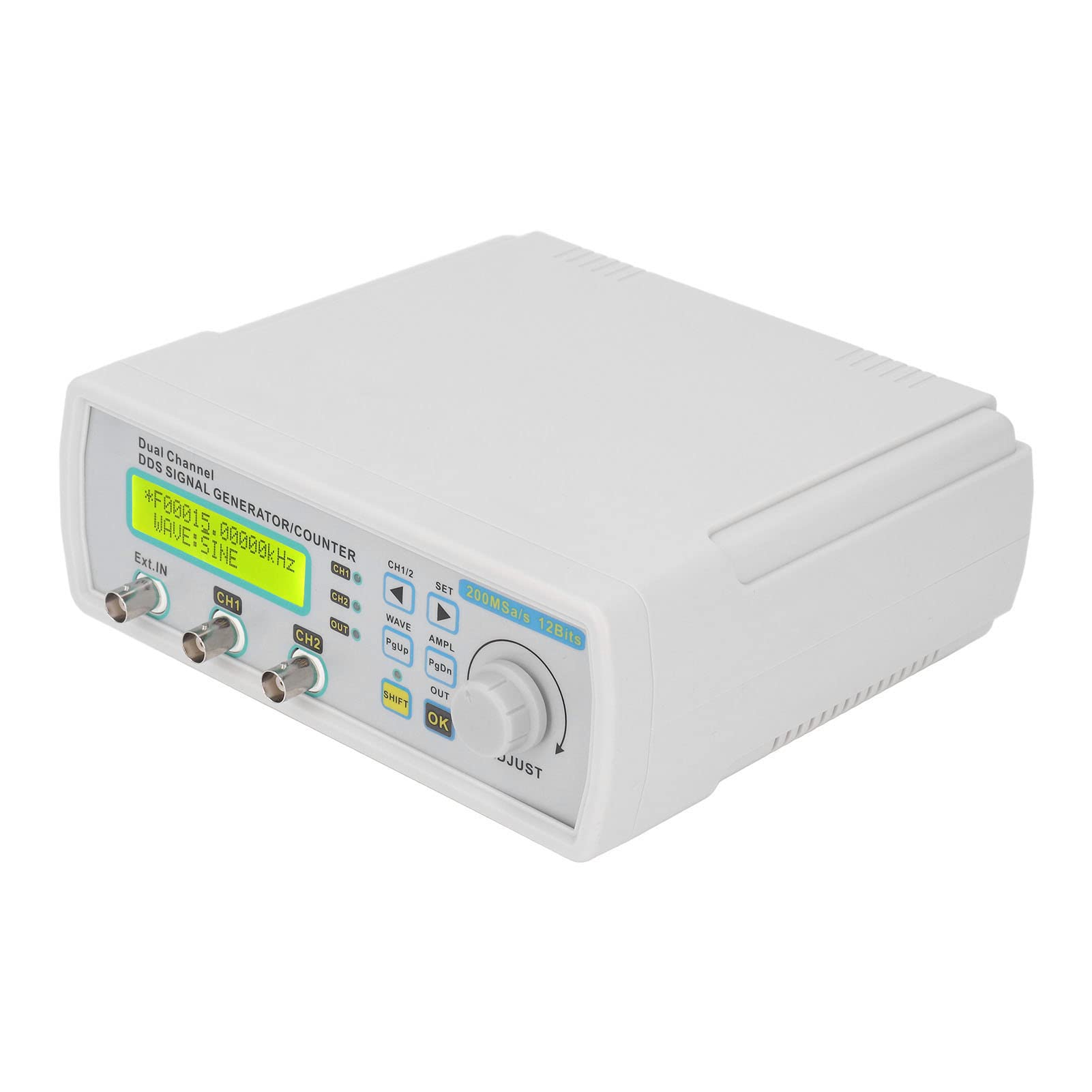Gonetre Contador de Generador de Señal DDS, Generador de Función de Forma de Onda Arbitraria de Doble Canal de 25MHz (Enchufe europeo 100-240V) | Forma de Onda Programable de 2 Canales, Amplitud de 20 Vpp, Medición de Frecuencia, 16 Formas de Onda de Usua
