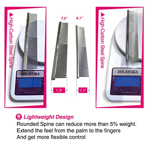 Image of Cat Combs with Rounded Teeth, Removing Tangles and Knots, Quality Chrome Plated Thinner Round Spine Comb, Great Hand Feel and is NOT Easy to Rust, Exquisite and easy to carry