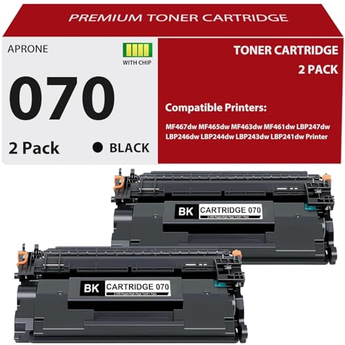 Cartouche toner 070H noir APRONE pour imprimante imageCLASS MF465dw LBP247dw (Lot de 2)
