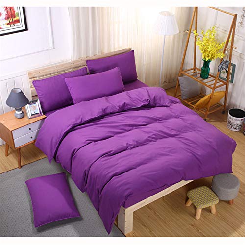Microfibre parure de couette bicolore avec drap housse et taies 4 pcs