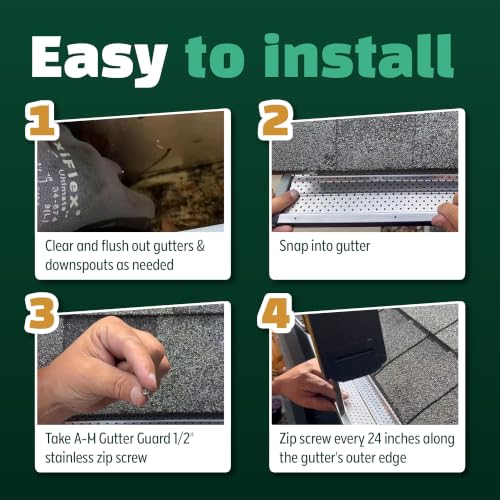 Image of A-M Gutter Guard 5 inch x 31 Ft Mill Finish Aluminum, Leaf & Debris Protection